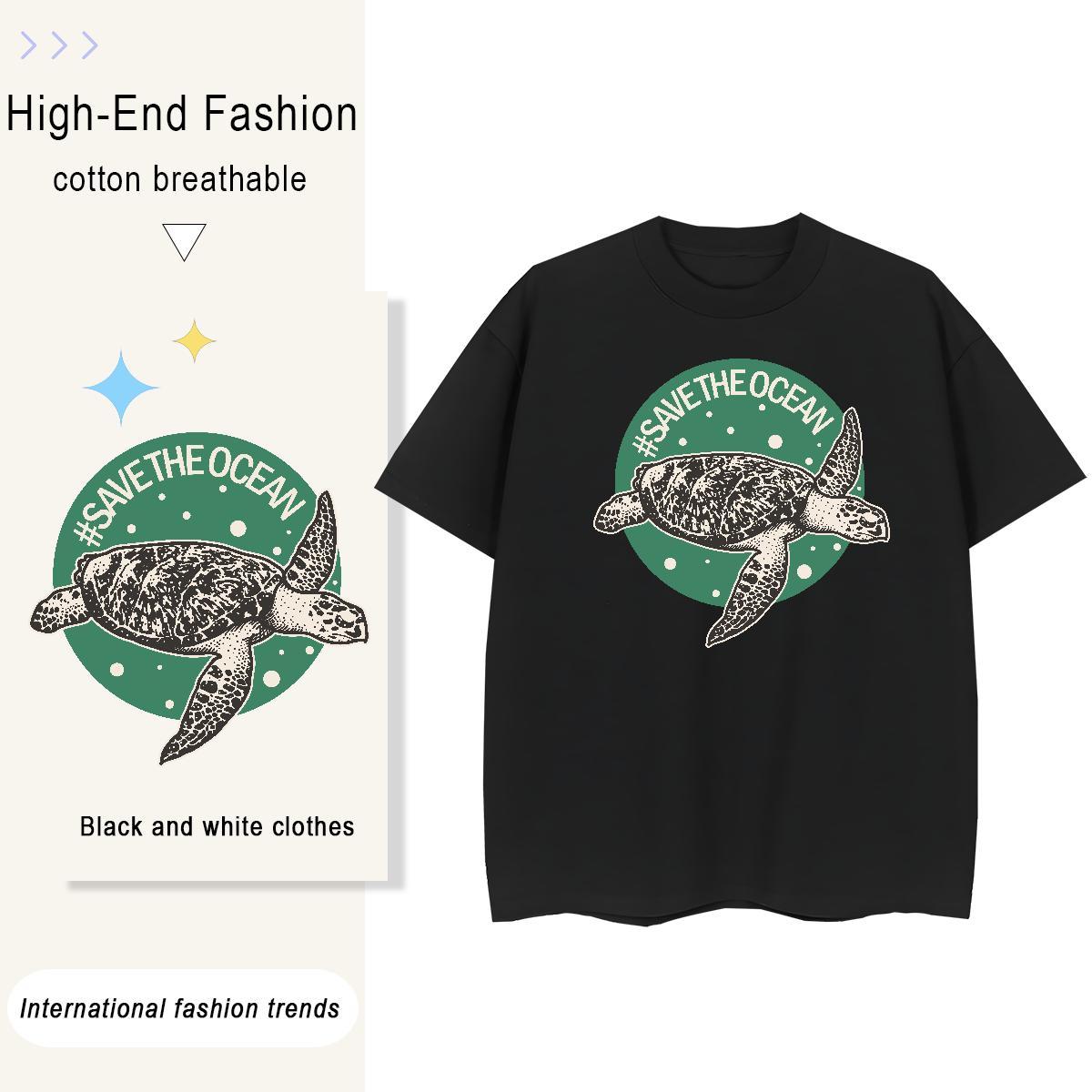 Cool Men Tshirts Street 230g 100% Cotton Black Oversized O Neck Short Sleeves tortoise Mens T Shirts Brand Clothes