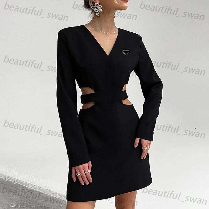 dresses for woman designer French style new niche V-neck hollow out long sleeved dress with temperament and waist cinching A-line skirt for women dress