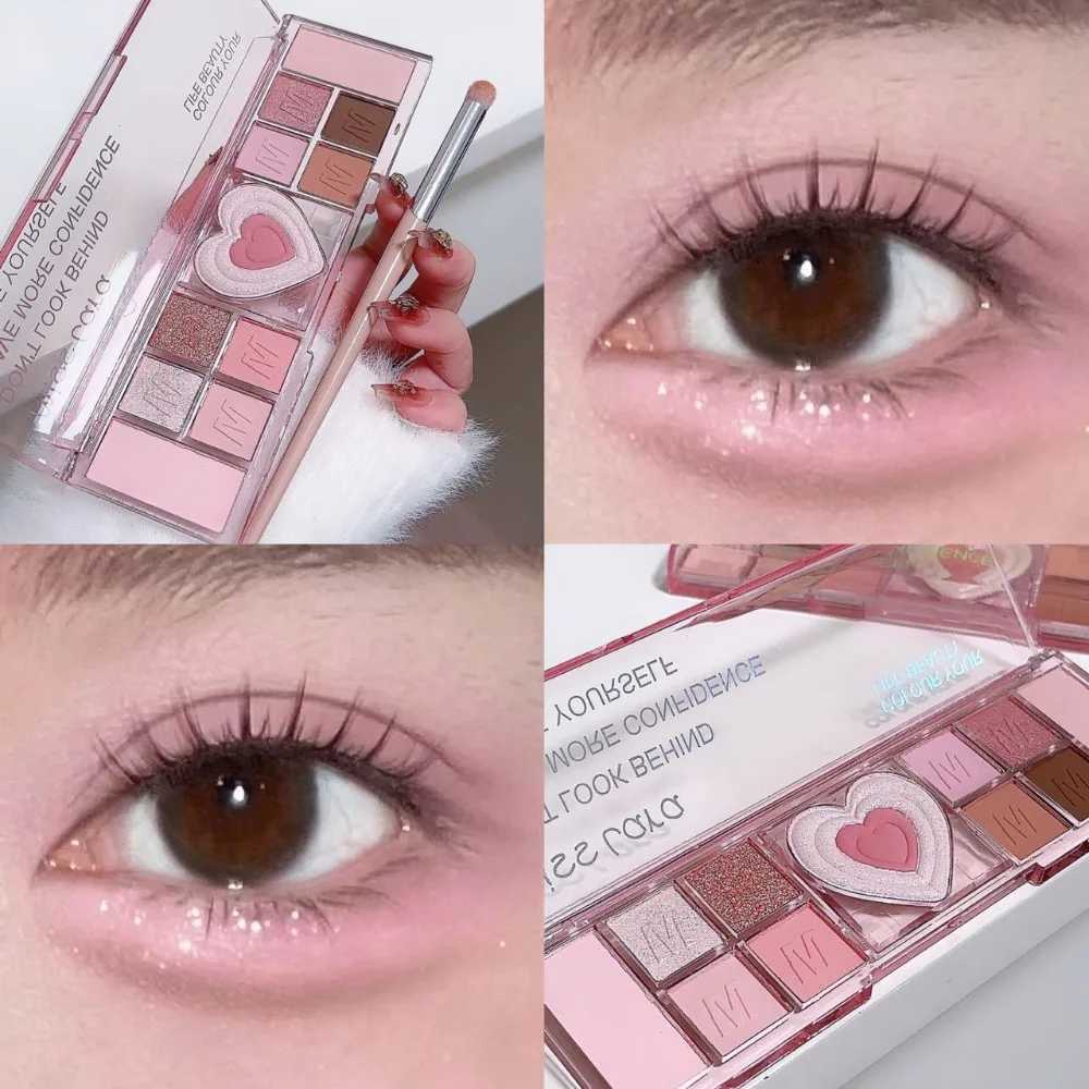 New Love Heart Pink Eyeshadow Palette Natural Cool Tone Low Saturation Matte Eye Shadow Pallet Brown Korean Makeup CosmeticCL240812