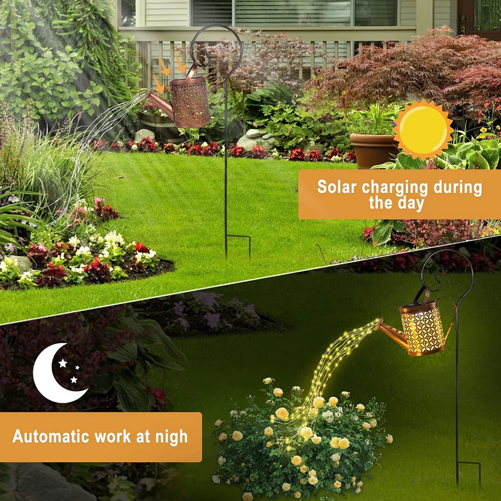 Solar Garden Lights Outdoor Hanging Solar Lantern Watering for Patio Yard Lawn Walkway Decorations Lights Retro LED Solar Lights 240805