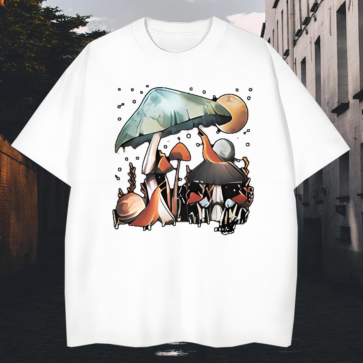 Designer Men Tshirts Street 100% Cotton 230g DIY Logo Oversized Pure Cotton mushroom T-Shirts for Men Fashion Design Tees Shirts