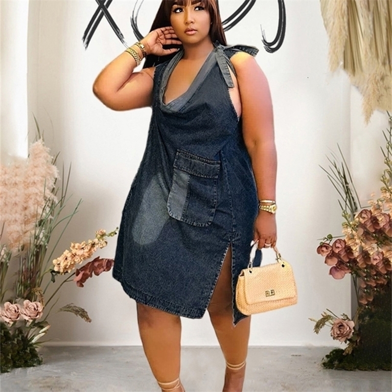 Summer One-piece Dress Jeans Streetwear Women Strapless Denim Dress Elegant Loose Sexy Short Dress Wholesale Drop 240810