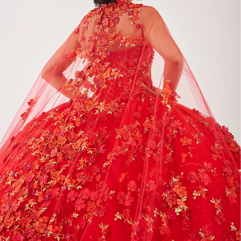 Red Quinceanera Dress Ball Gown Off The Shoulder Bride Robe Sweet 16 Applique Lace Beads Birthday Party Vestidos 15 De Novia
