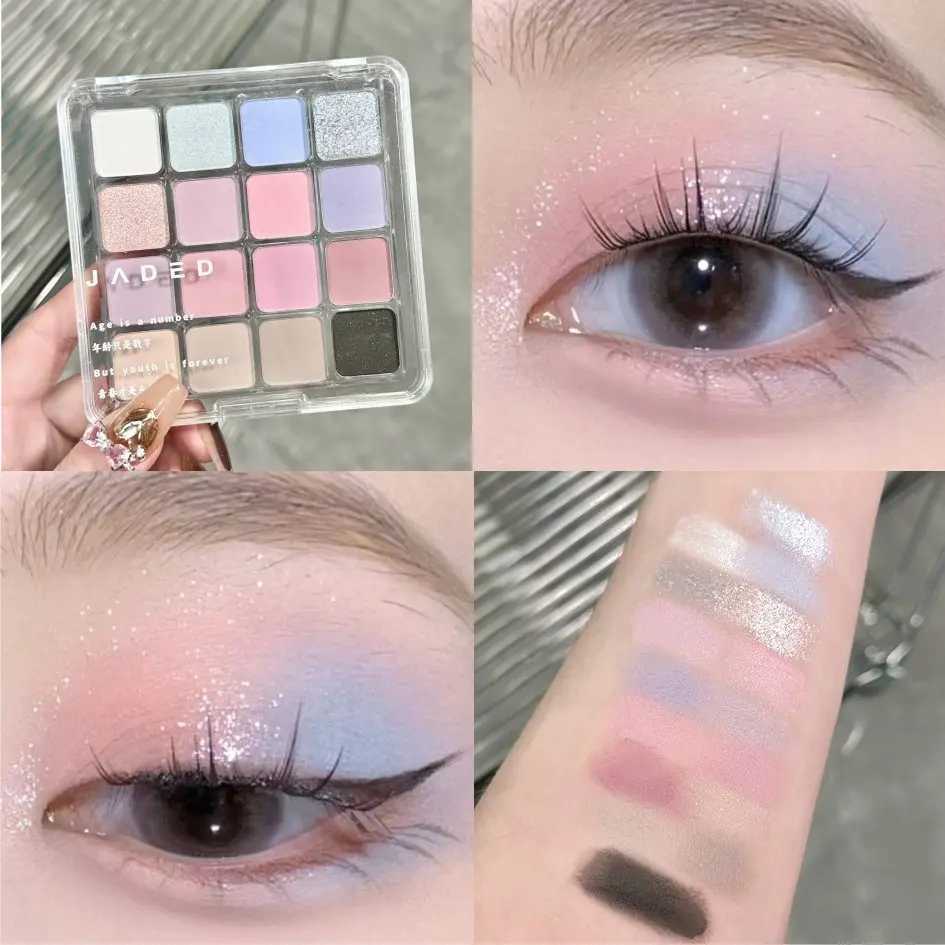 16 color eye shadow palette matte low saturation waterproof glitter pink eye shadow durable eye shadow korean cosmetics newW241212