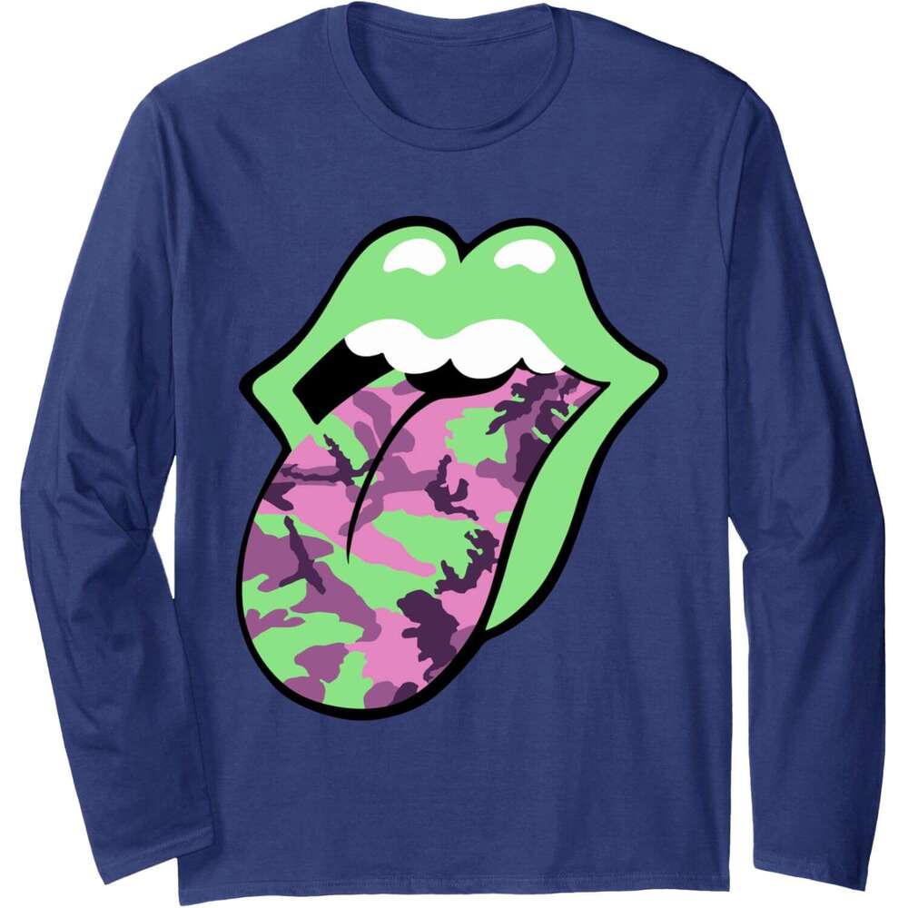 Long Sleeve Shirts for Men sweatshirt Official Pink Camo Tongue Long Sleeve T shirt Tee Streetwear Casual tops clothes