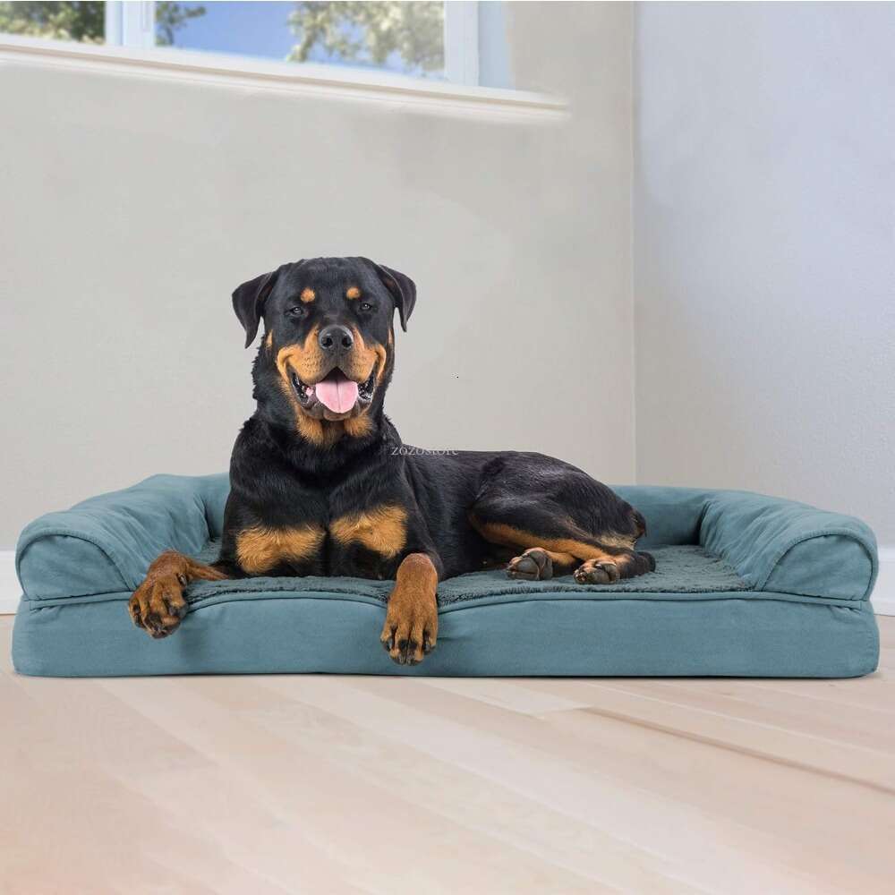Dog Bed With Removable Bolsters & Washable Cover, For Dogs Up To 95 Lbs, Plush & Suede Sofa, Orthopedic Large Dog Bed Zozostore