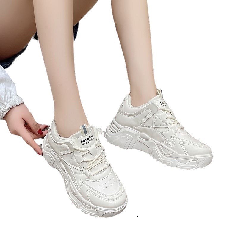 Ddmysports Dad S Thick Sole Spring New Korean Version Casual Versatile Sponge Cake Student Women White Sports Shoes Outdoor Shoes