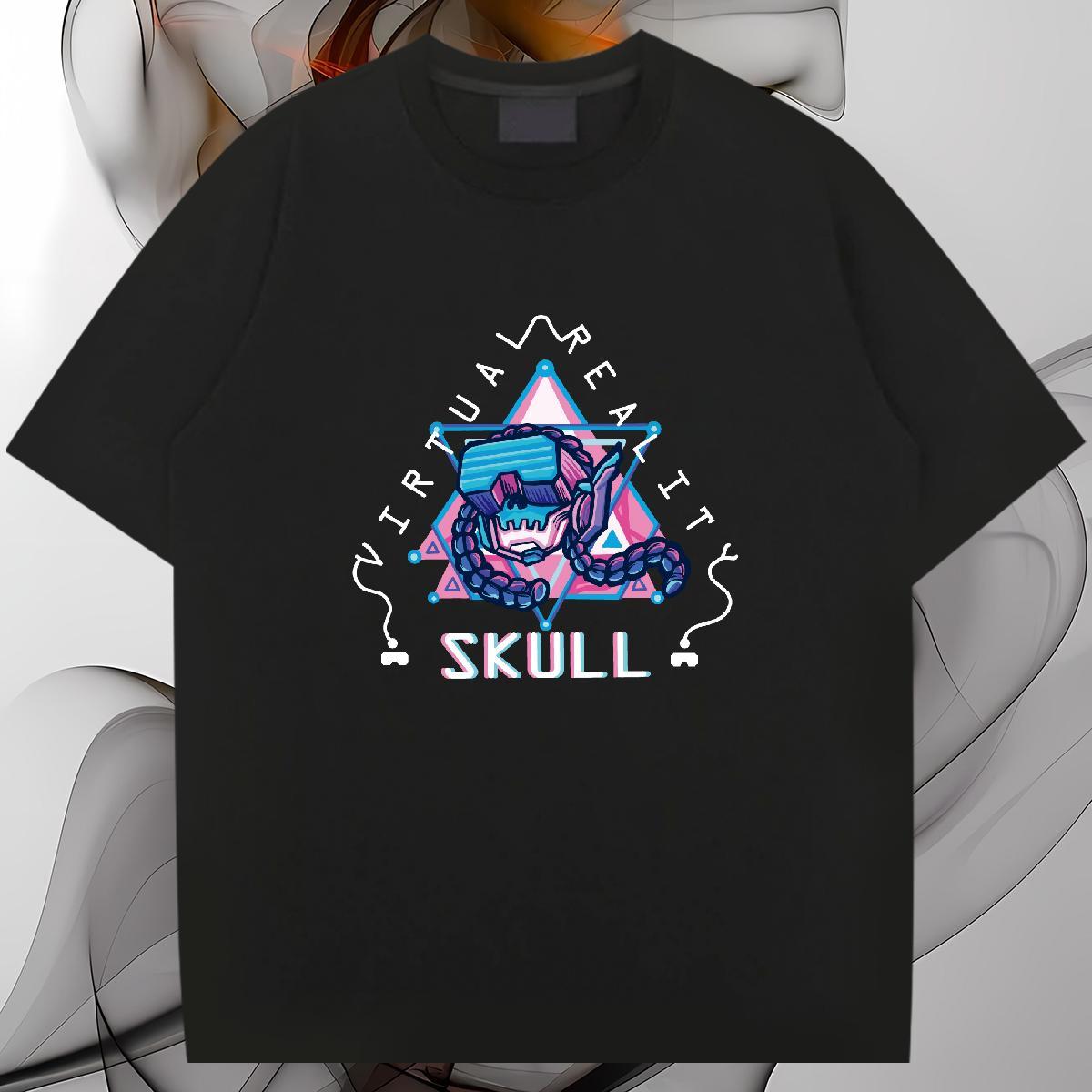 Classic Casual T Shirt For Man skull Tops 230g Cotton Street Designer Custom Cartoon Breathable Crew Neck Tshirts