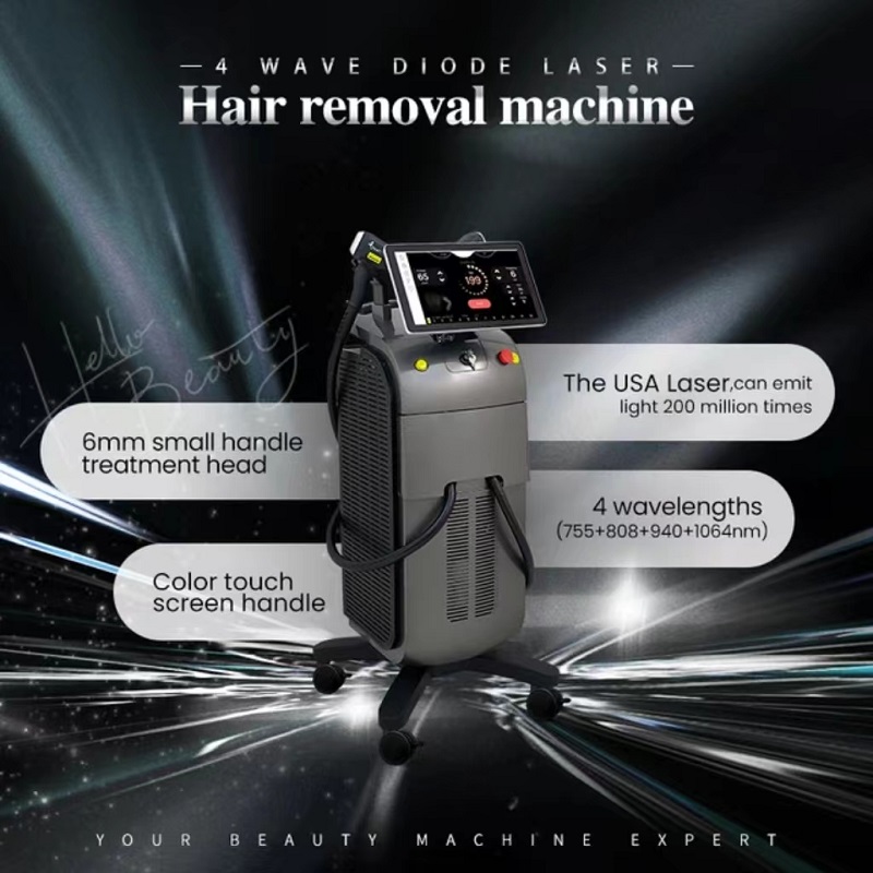 Ice Titanium Professional 808nm Diodo Laser Remover three wavelength 2 handles diode laser hair remove Ice Diodo Laser Machine Hair Remover Appliances