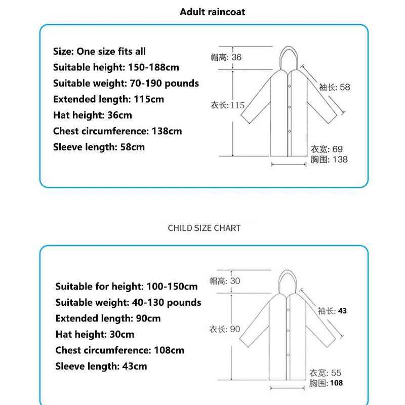 Adult Raincoat / Children Rain Poncho Travel Rain Gear Coat Outdoor Hiking Accessories Child Raincoat Kids Rainwear Waterproof Y240810