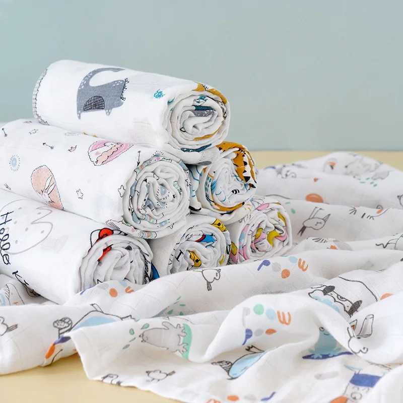 Newborn baby blanket double-layer plain cotton 110 * 120cm soft newborn bath Gaozi baby packaging sleeping bag baby stroller coverW240810
