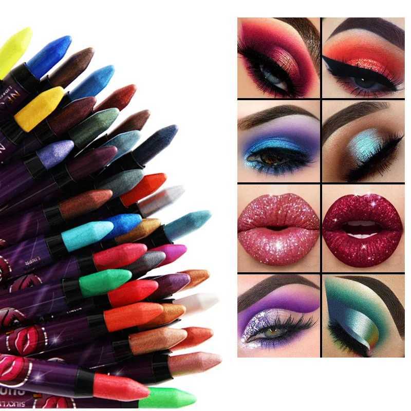 2 In 1 Glitter Eyeshadow Lipstick Pencil Stick Waterproof Pearl Silkworm Eye Shadow Pen Long-lasting Eyeshadow Make Up CosmeticCL240812