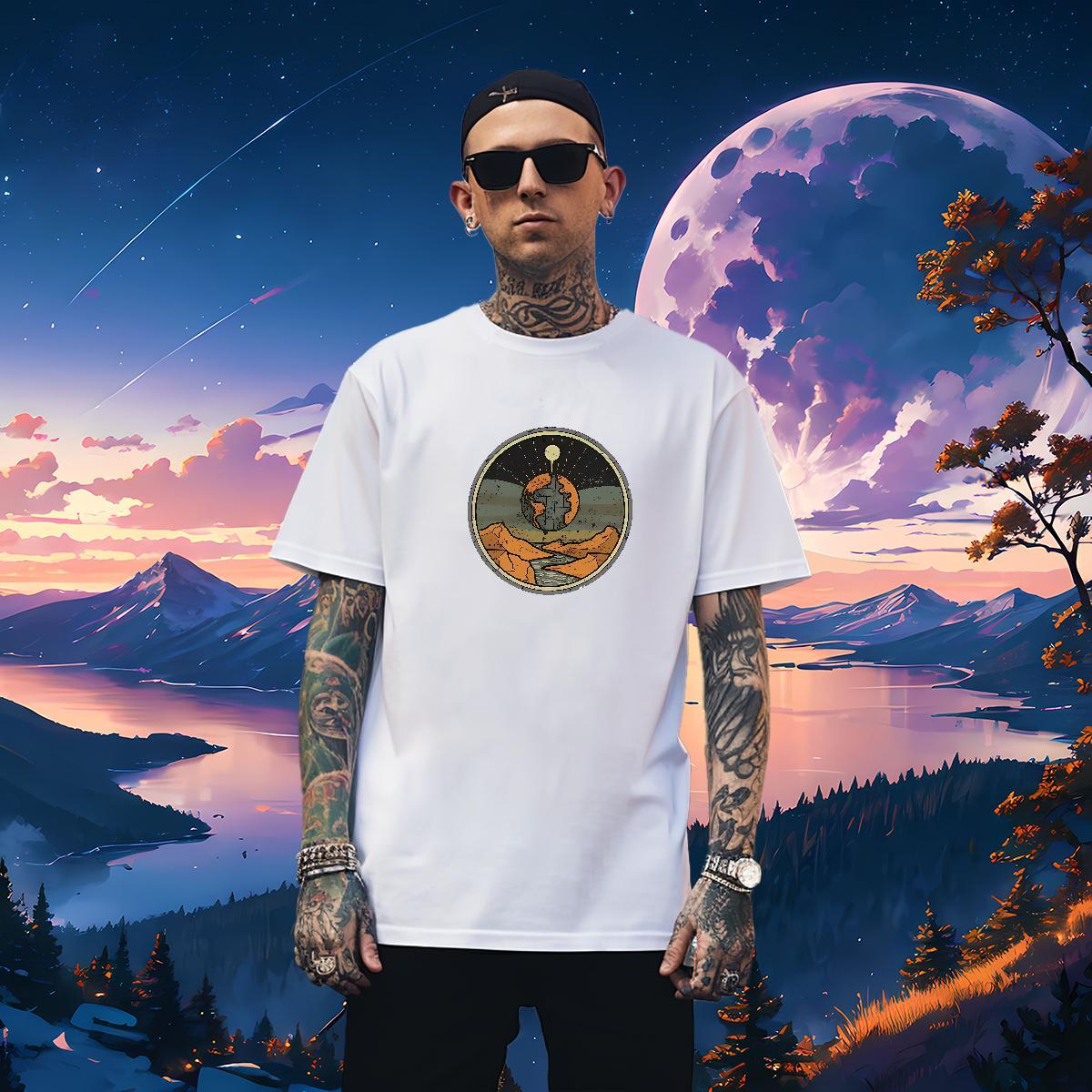 Comfortable Tshirt for Man Woman mountains 230g Pure Cotton High Street Hip Hop Breathable Short Sleeve T shirt Custom Cartoon Factory Direct Clothing