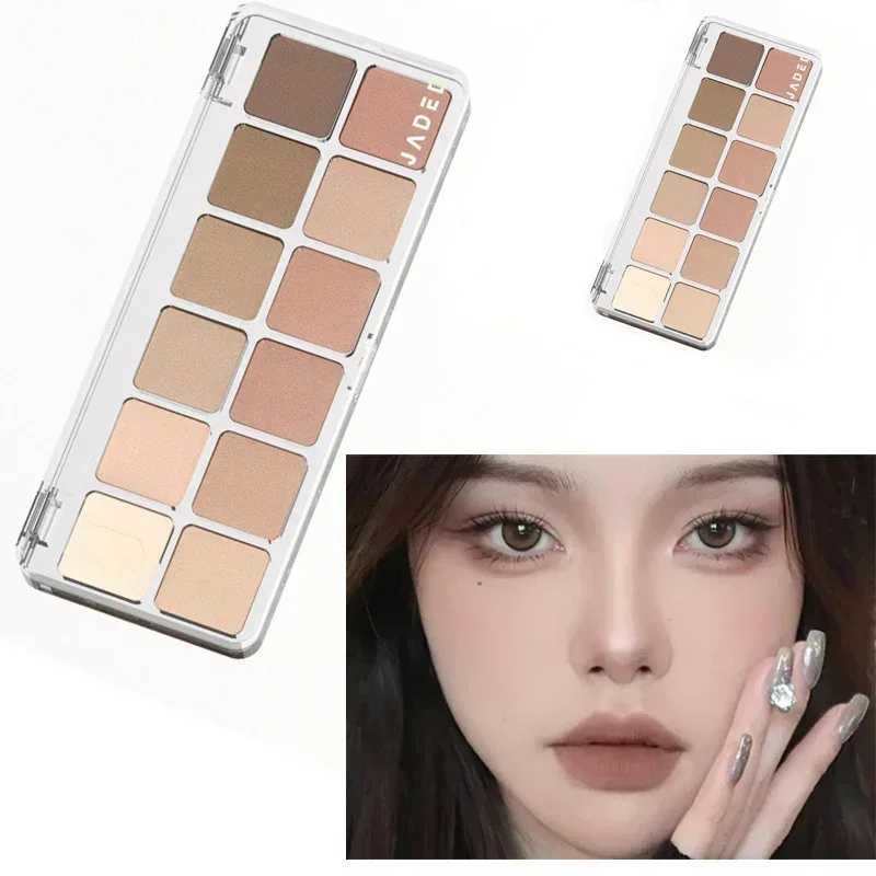 12 Colors Low Saturation Eyeshadow Palette All Matte Korean Tea Apricot Eye Makeup Palette Daily Makeup Long Lasting Eye ShadowsCL240812