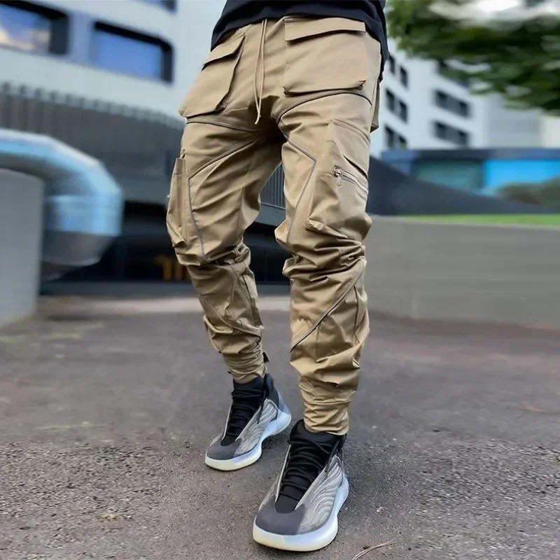Mens Cargo Pants White Hip Hop Male Trousers Summer Regular Fit Harajuku Long Slacks Street Emo est Spandex in Casual 240812