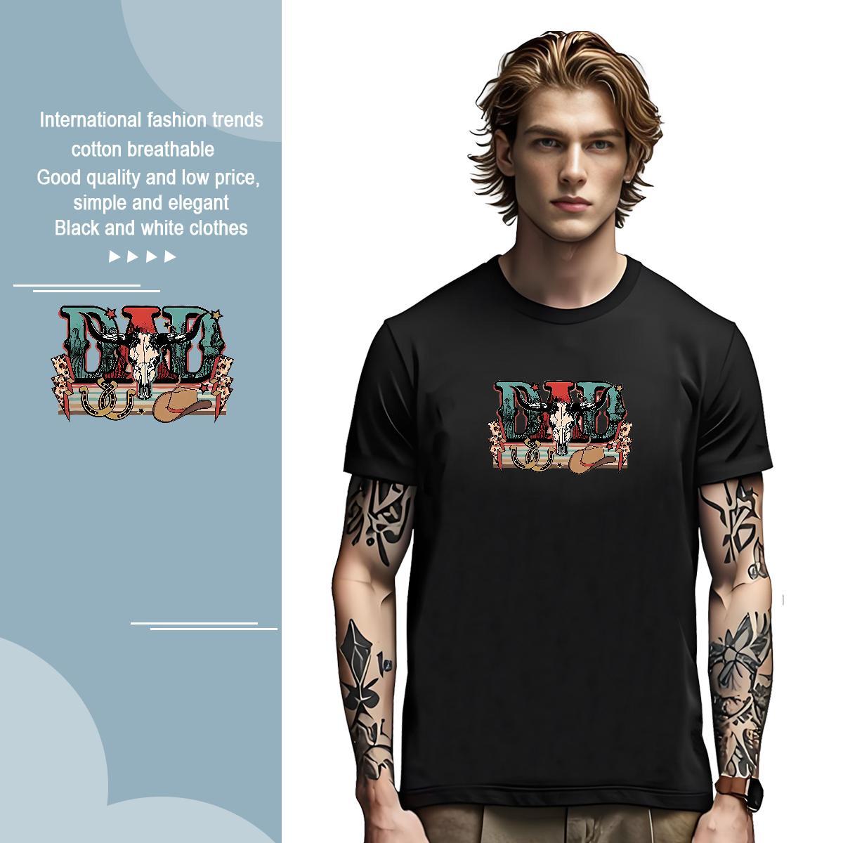 Popular Tshirts letter 230g 100% Cotton Spring Summer Pure Cotton T-Shirts for Men DIY Printed New Tops Tees