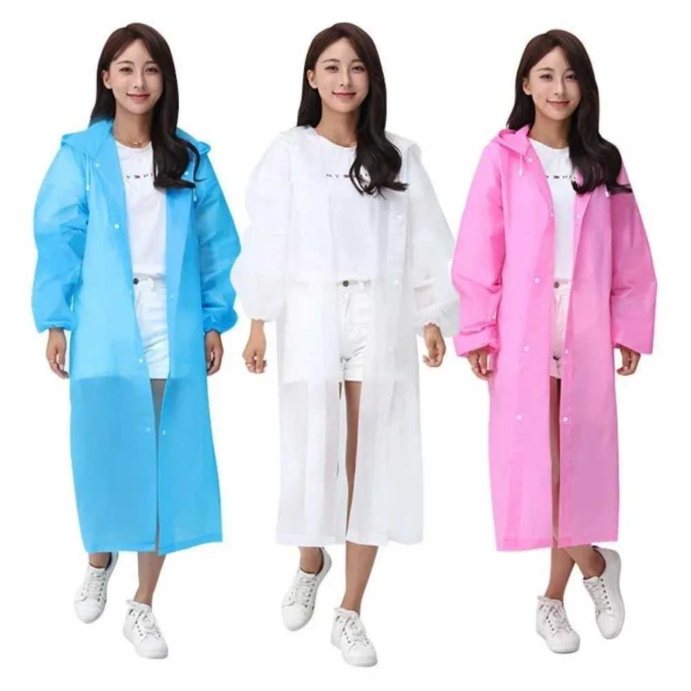 Fashion EVA Children Adult Raincoat Kid Adult Thickened Waterproof Rain Coat Girl Boy Outdoor Hiking Travel Reusable Rain Jacket Y240813
