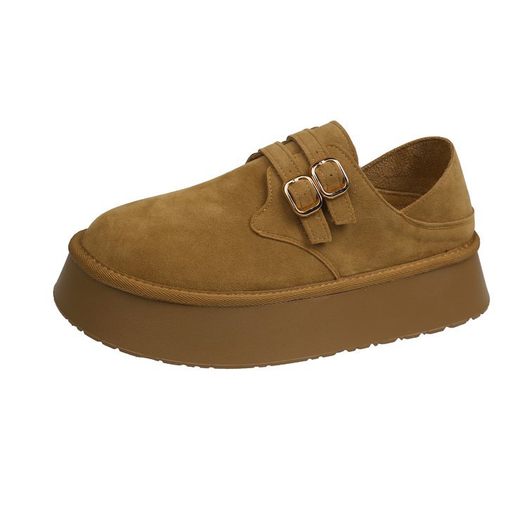 Ladies' retro buckle strap thick sole height increasing casual single shoe