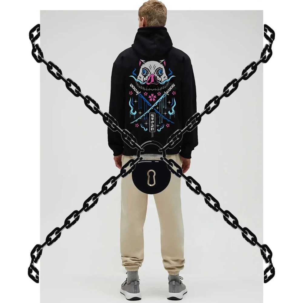 Inosuke Anime Hoodies Men Women Kimetsu no Yaiba Kawaii Manga Sweatshirts Gothic Harajuku Hooded Pullover Casual StreetwearXJ240812