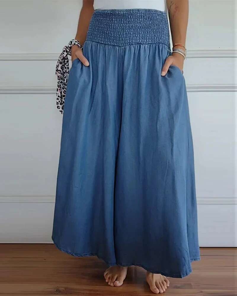 2024 New Womens Fashion Casual Hug Leg Elastic Belt Wide Pants Cotton Trousers Breathable Nine Points Harlan Sweatpants Plaid Trousers Waterproof Trou