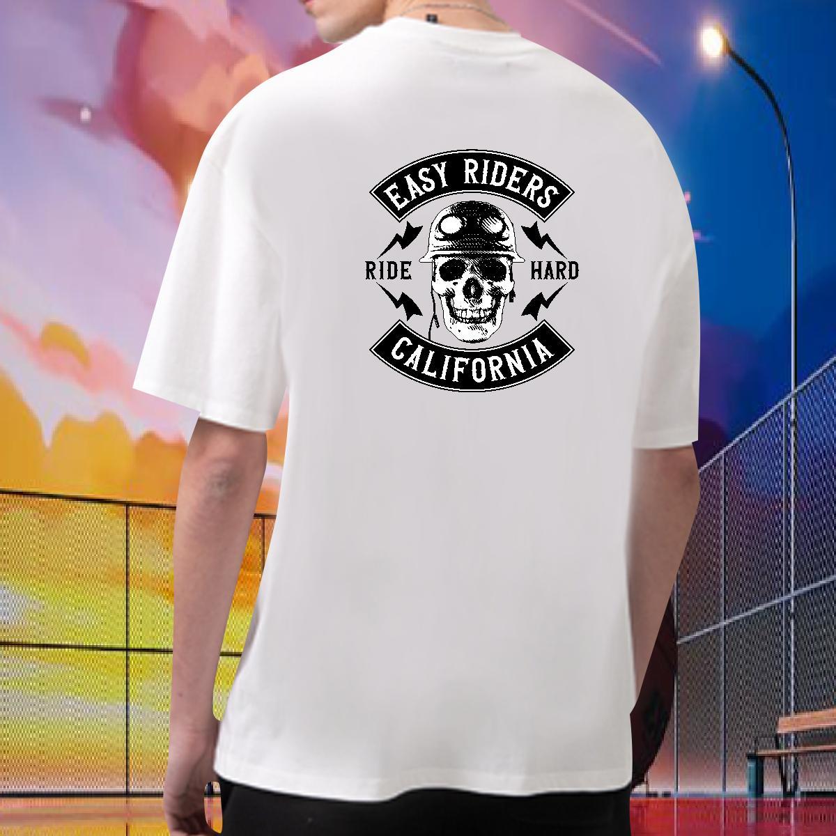 DIY T Shirt For Man skull Tops 230g Pure Cotton Sports Casual Popular Custom Print Oversized Breathable Short Sleeve Men Tees