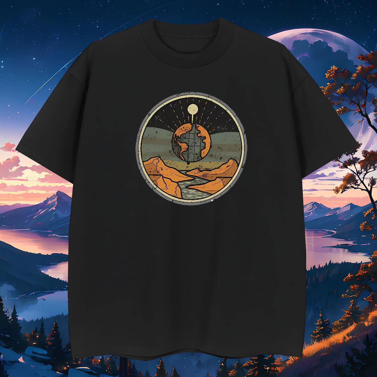 Comfortable Tshirt for Man Woman mountains 230g Pure Cotton High Street Hip Hop Breathable Short Sleeve T shirt Custom Cartoon Factory Direct Clothing