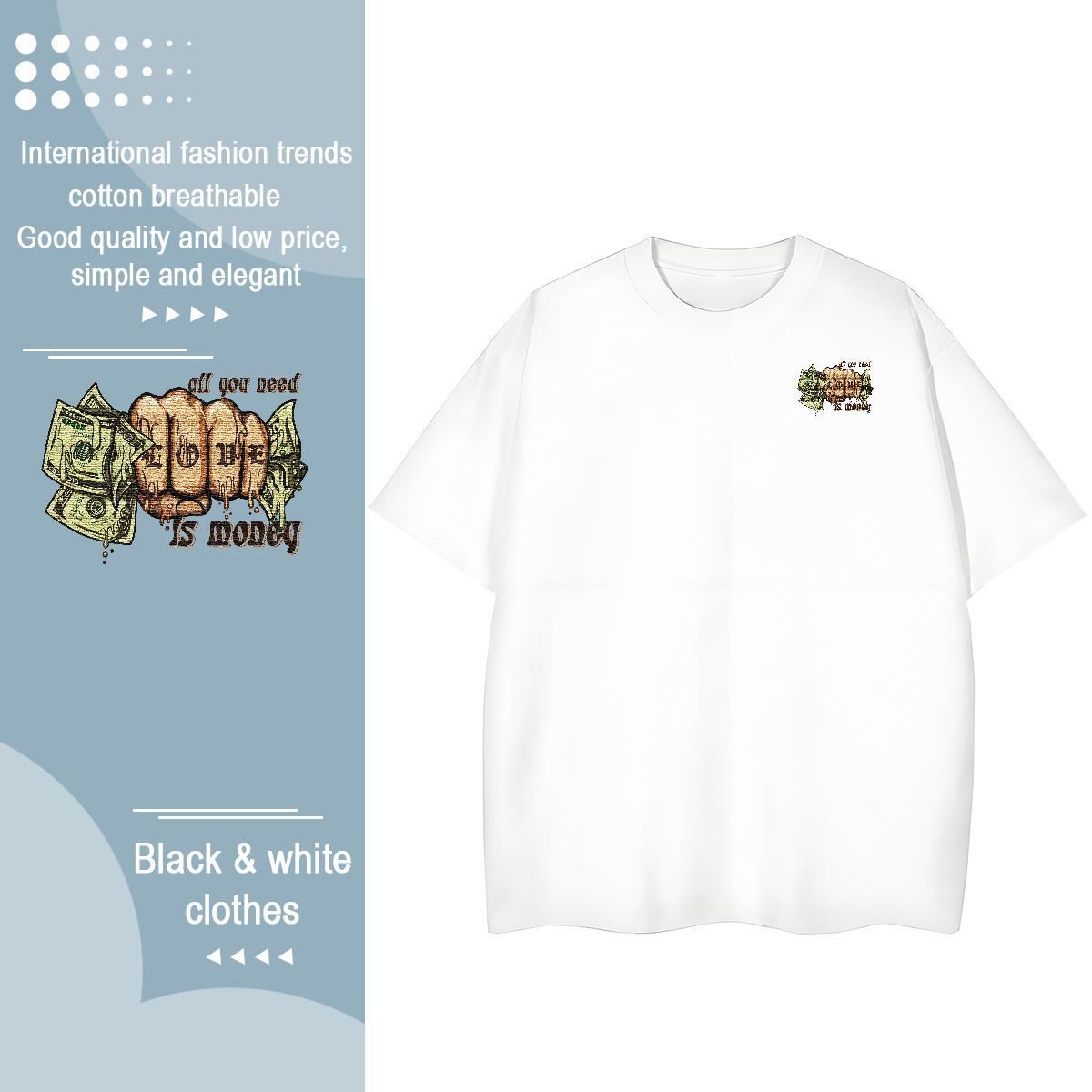 Cool Design Couples T Shirts Casual 230g 100% Cotton White Plus Size Breathable Short Sleeve dollar T-Shirts for Men 2024 DIY Tops Tees