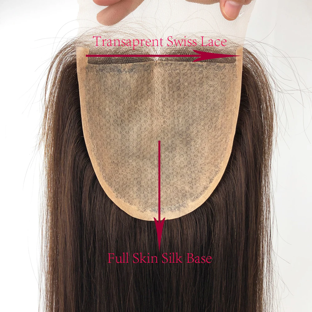 Dark Brown Closure 5"x5" Silk Top Lace Closure Human Hair Brazilian Remy Skin Base Topper 12x13cm Straight Pre Plucked For Women