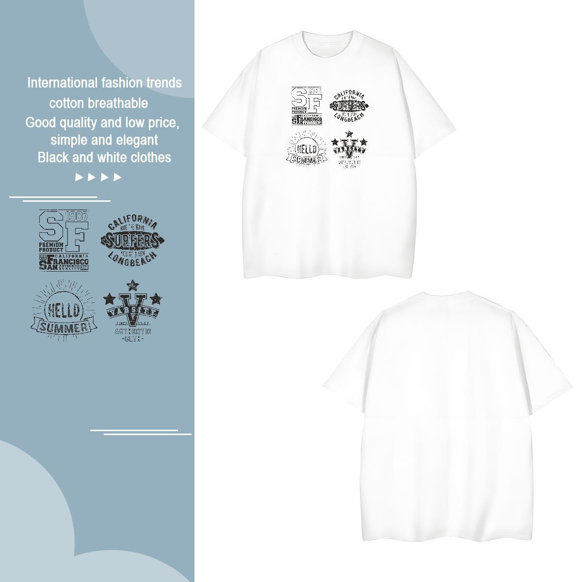 Wholesale Mens Tshirts letter 230g Cotton Daily Wear Crew Neck Breathable T-Shirts for Men DIY Brand Tees