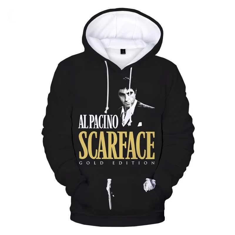 Scarface 3D hooded sweatshirt Tony Montana Harajuku streetwear hooded sweatshirt mens/womens fashion childrens zipper clothing mens W241230