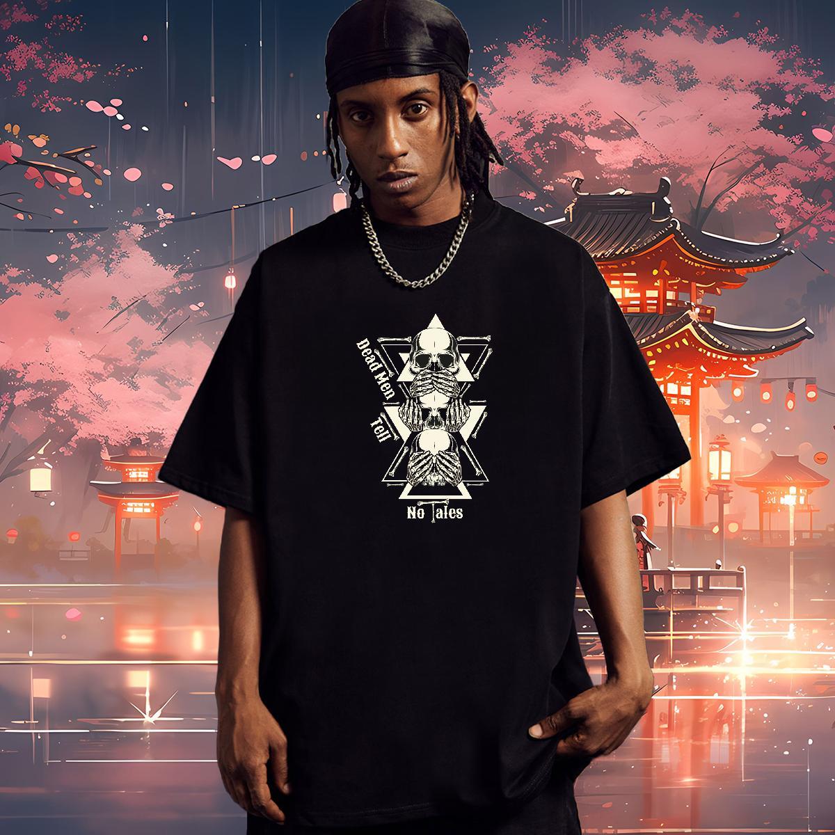 2024 Man T Shirts skull Polos 100% Cotton 230g Sport Brand Oversized Pure Cotton Men Tshirts