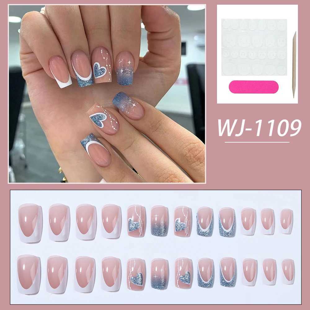 24 pieces/pack of short square nails pressed nails beautiful nails artificial fake nails y2k girls womens daily wear W240810