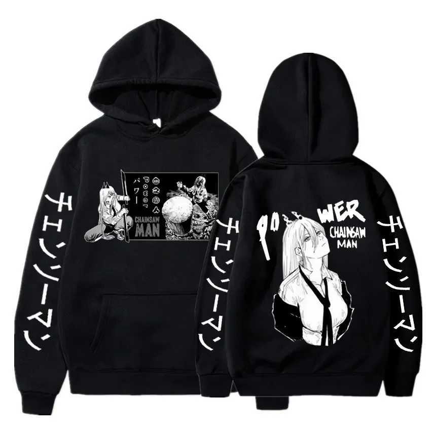Harajuku Anime Chainsaw Man Power Cute Printed Hooded Plus Size Hoodie Men Women Sweatshirts Comfortable Unisex Warm PulloverXJ240812