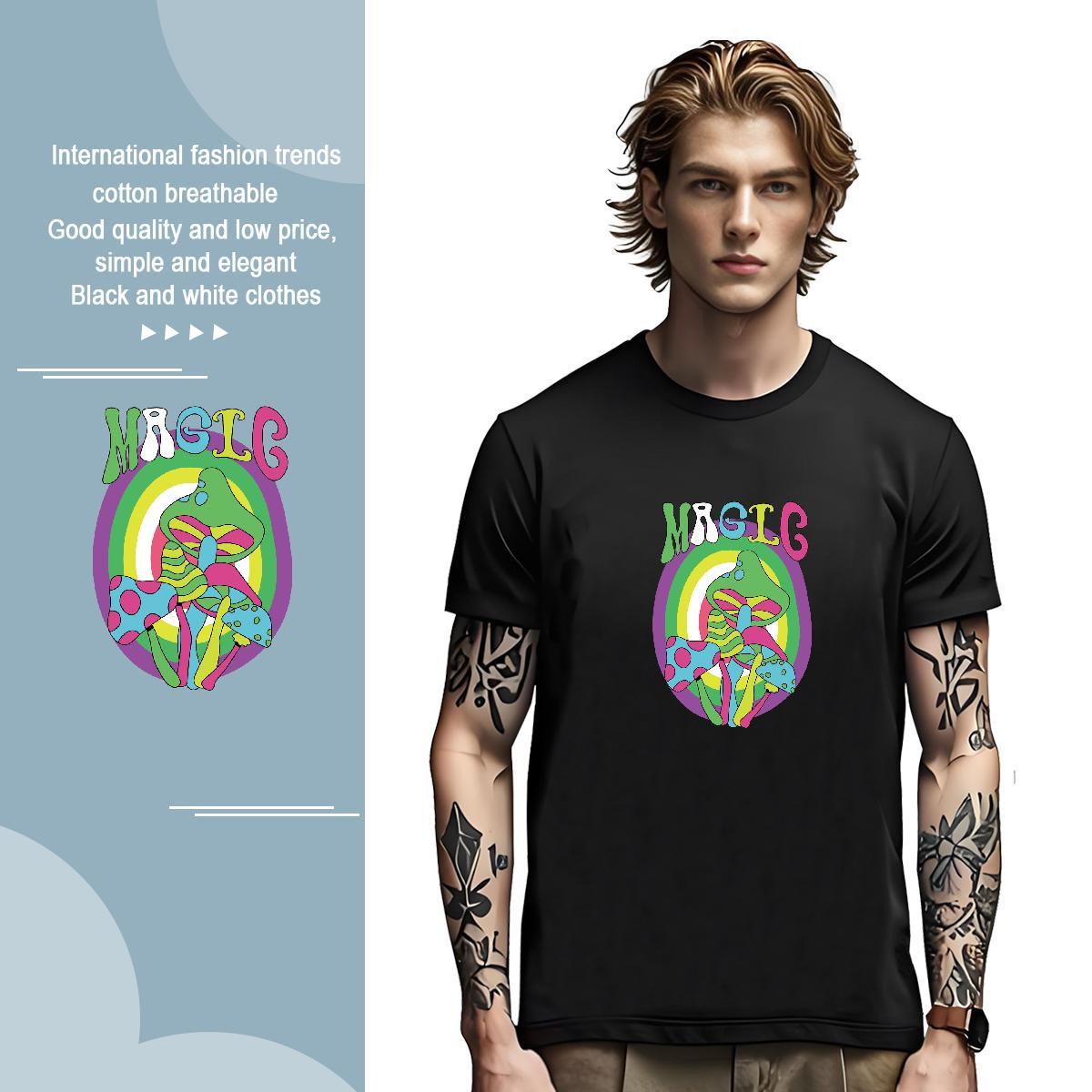 Man T Shirts 230g Cotton mushroom Summer Casual Breathable Crew Neck Skull Men Tshirts Fashion Design Classic Tops