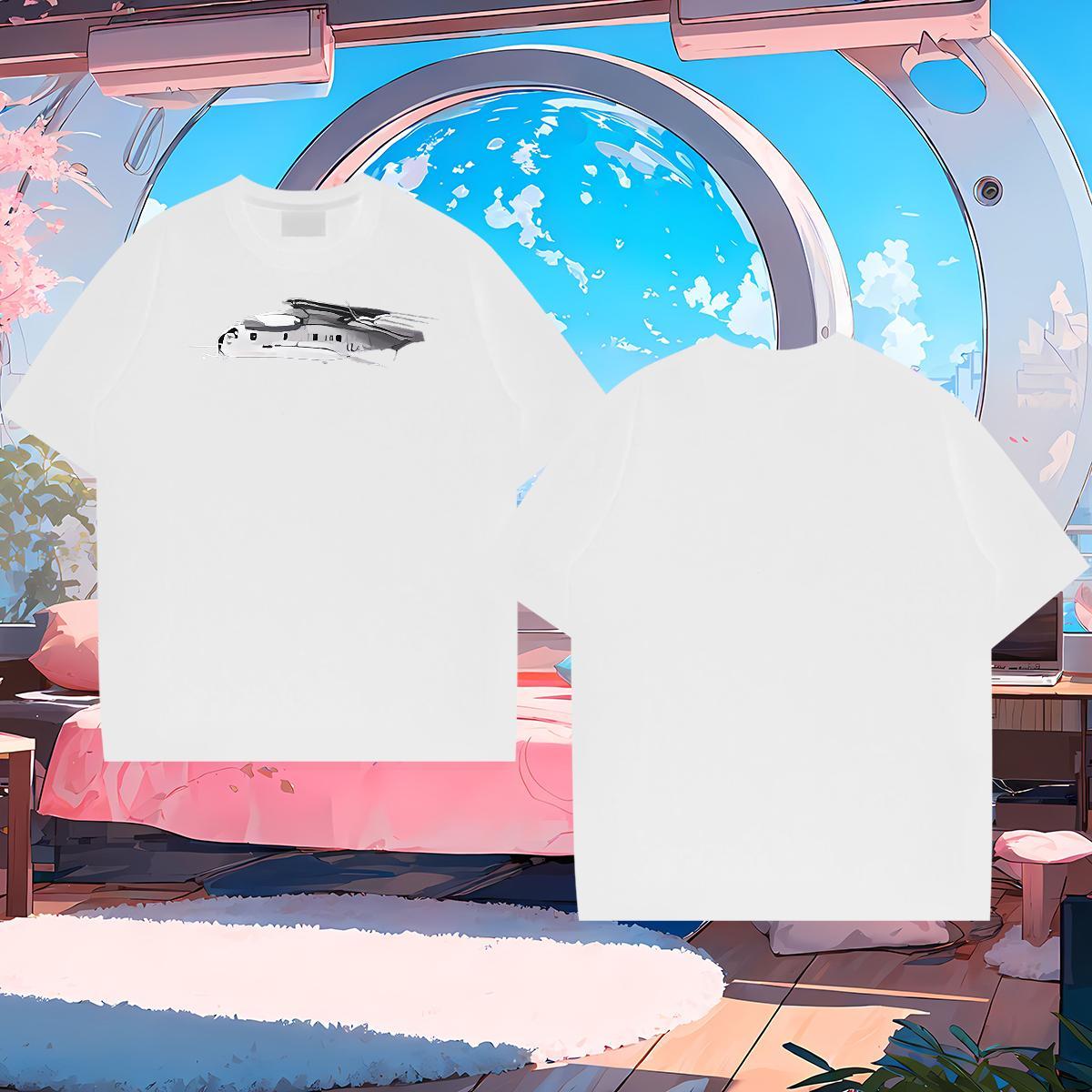 2024 New T-Shirts plane Tops 230g Cotton Street Unisex Oversized 3XL 4XL O-Neck Short Sleeve Tshirts