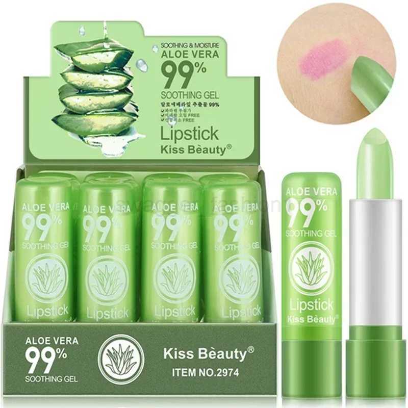Natural Aloe Vera Moisturizing Lip Balm Color Changing Lipstick Lasting Nourishing Lipsticks Lips Care Korean Makeup CosmeticsXJ240812