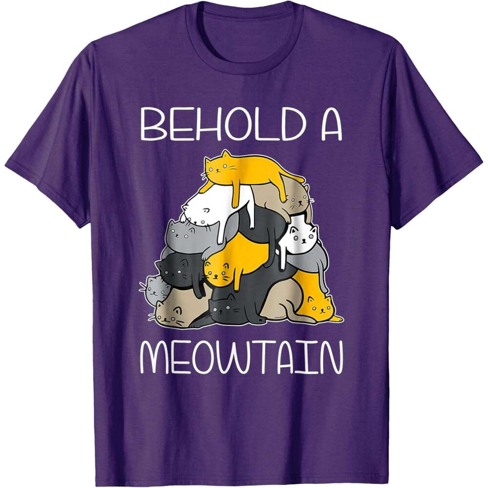 25ss Casual T shirt for Mens - Behold A Meowtain Cat Mountain Tee T-Shirt Shirts Tshirt Graphic Tee Tops Clothes Short sleeve Free shipping