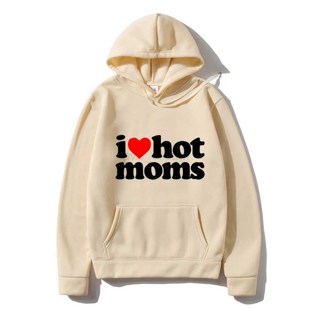 I Love Hot Moms Men Hoodies Sweatshirts New Funny Red Heart Love Moms print Hoodie Men Women Casual Top Pullover Mens ClothingXJ240812