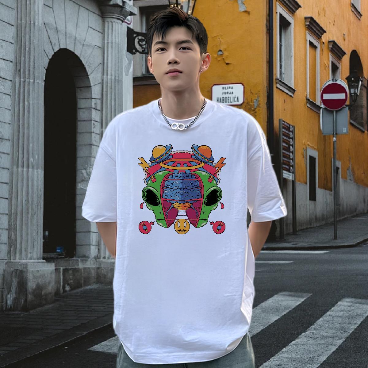 2024 Summer Man T Shirts ET Clothes 100% Cotton 230g Street Casual High Quality Custom Big Size Short Sleeve O-Neck Men Tshirts