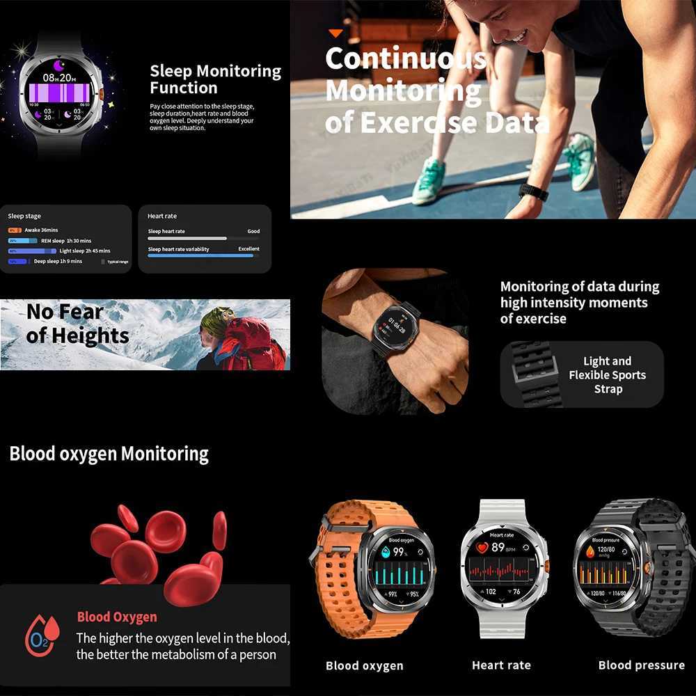 For Samsung Galaxy Watch 7 Ultra NFC GPS Tracker SmartWatch Men Amoled Always Display Body Temperature Clock BT Talk Smart Watch CL240812