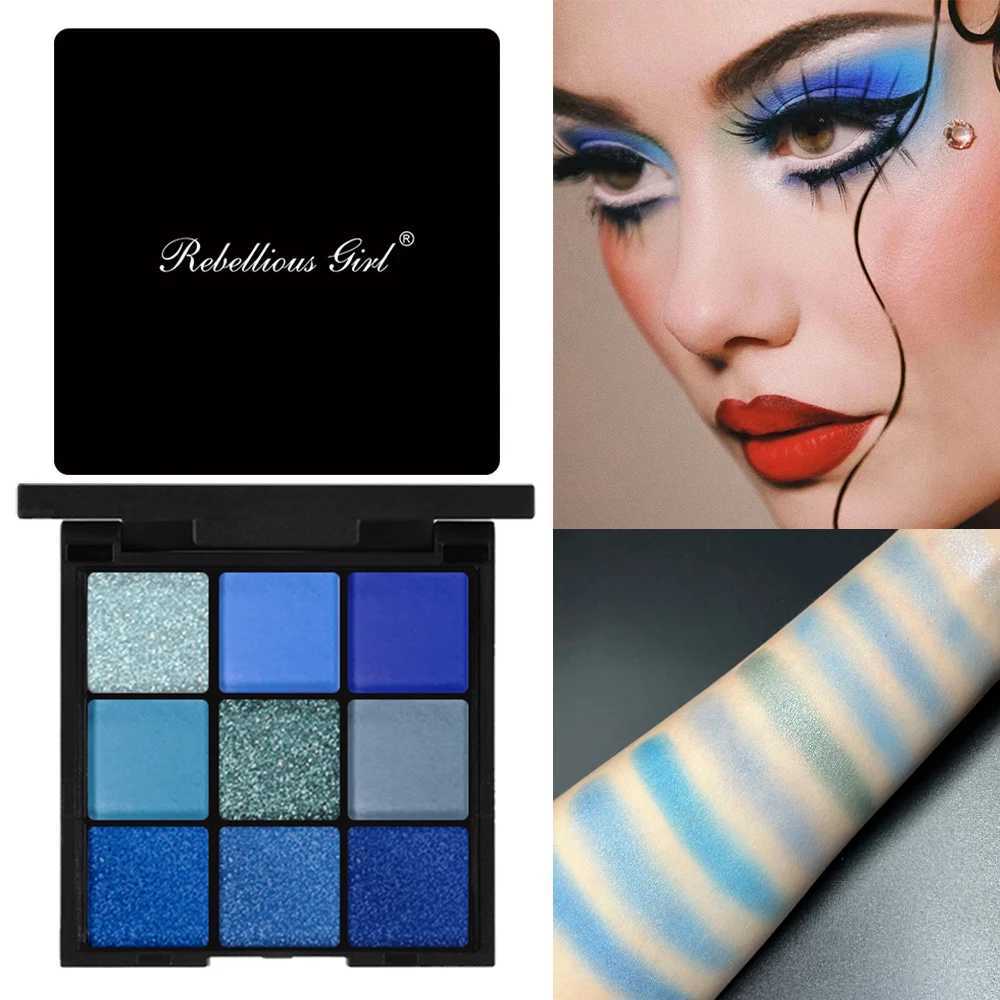 9-color dolphin blue anti sweat natural matte glitter eye shadow palette music festival cosmetics eye makeupW241212