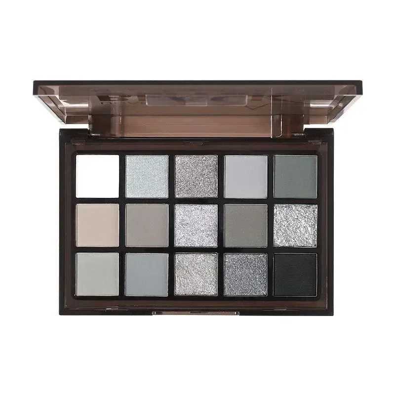 15 Color eye shadow Palette Black Smokey Cool Tone eye shadow Metallic Matte Silver Grey Lasting eye shadow Party MakeupW241212