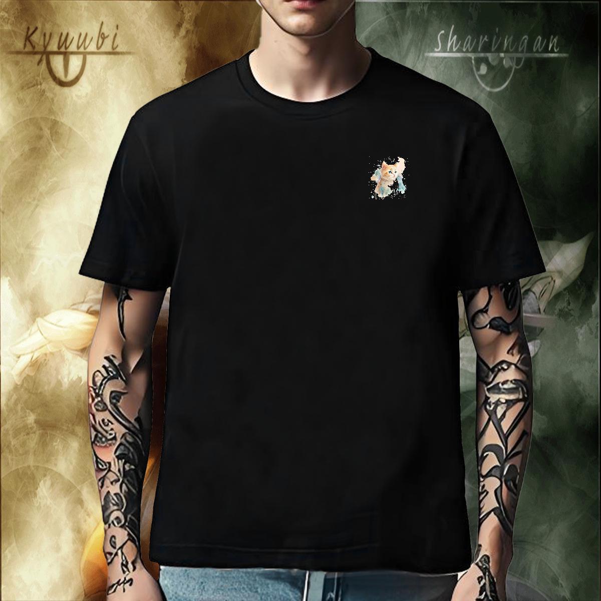TOP Quality Men Clothes T-Shirt Outdoor 230g Cotton DIY Anime Breathable cat T Shirt For Man New Arrival Tee Shirt