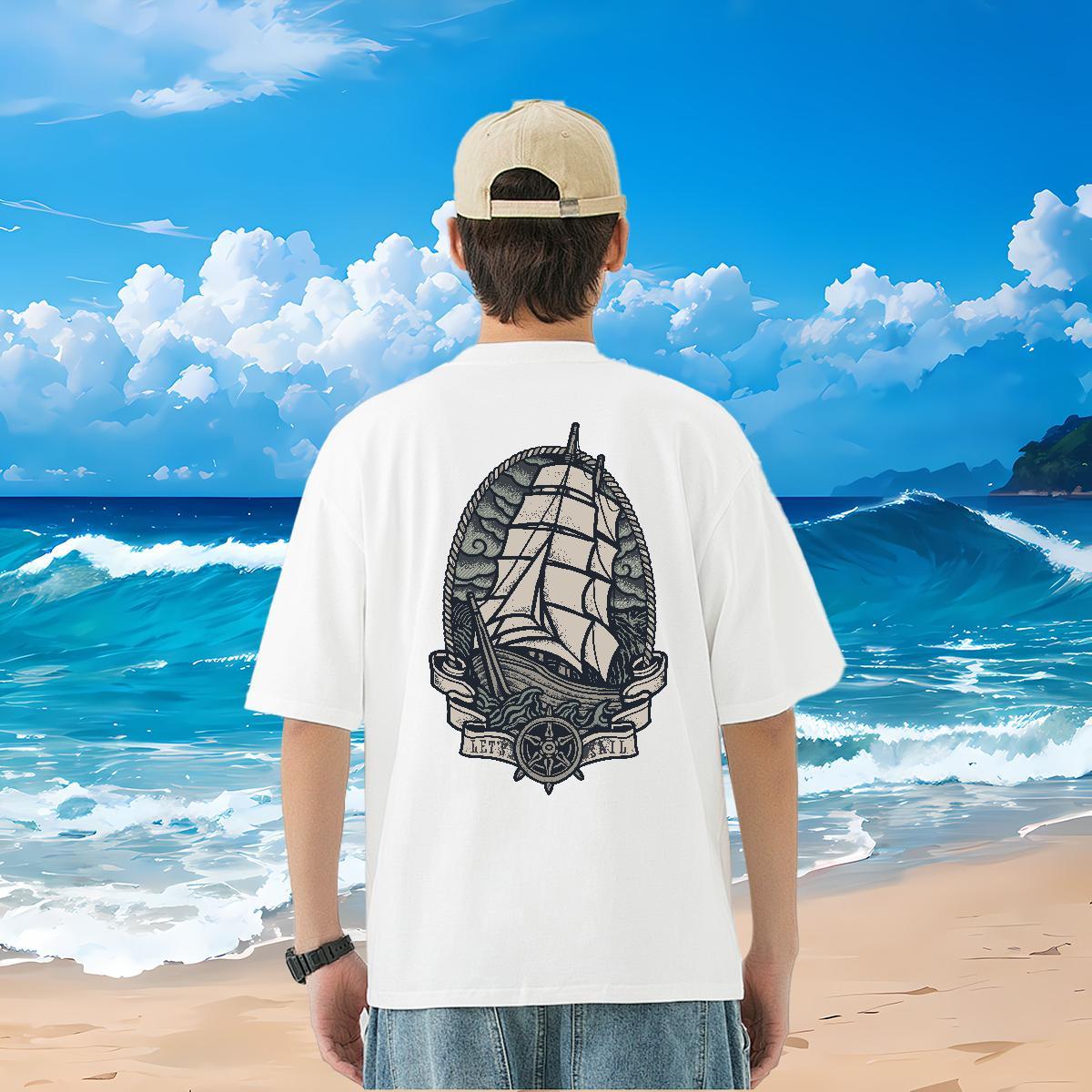 Classic Casual T shirt ship Wear 230g 100% Cotton Daily Outfit Brand DIY Logo Oversized Breathable Crew Neck Mens Tshirts