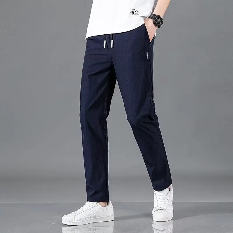 Mens Trousers Casual Solid Breathable Slim Straight Pants Male Joggers Thin Quick Dry Sweatpants Sports Pants Hiking Pants Men 240816