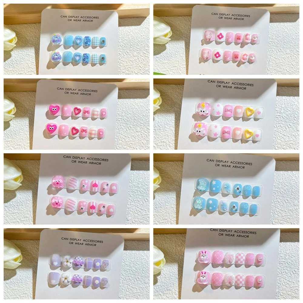 Rabbit Childrens False Nail Flower Full Set Nail Art Tips Childrens False Nail Extension Nail Supplies Bear Childrens Cartoon False Nail W240810