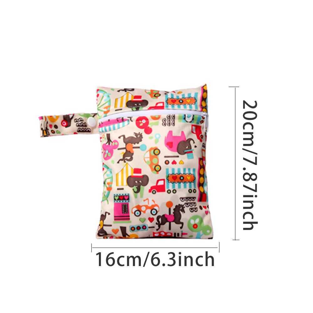 6 * 20cm mother bag baby diaper bag 2024 waterproof cloth diaper storage wet bag PUL printed single bag travel outdoor handbag W240812