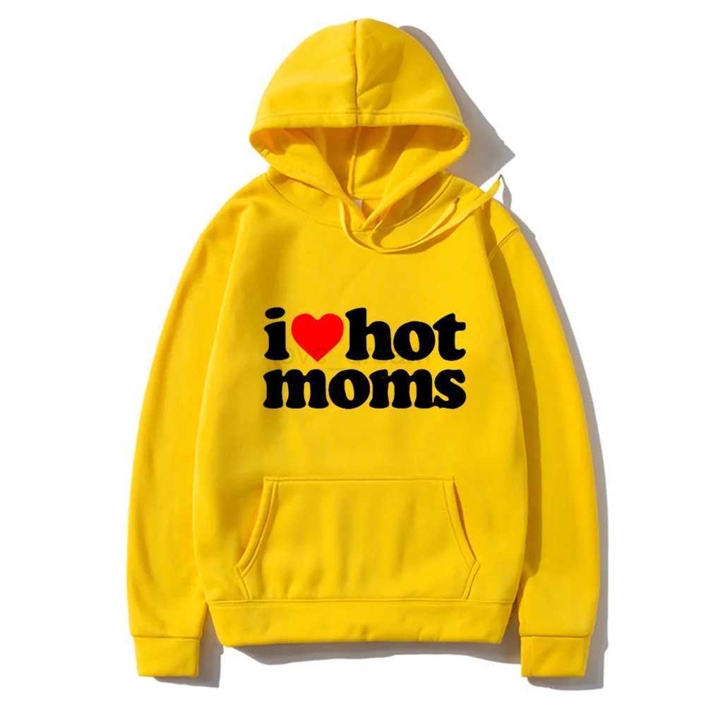 I Love Hot Moms Men Hoodies Sweatshirts New Funny Red Heart Love Moms print Hoodie Men Women Casual Top Pullover Mens ClothingXJ240812