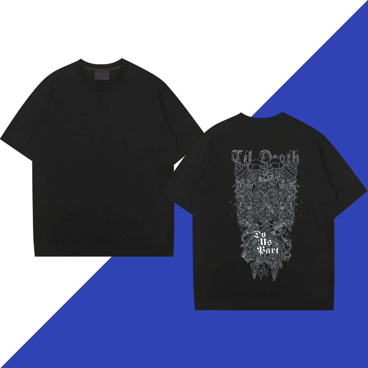 2024 Men T Shirts skull Clothes 230g 100% Cotton Street Comfortable Cartoon Printing L-4XL Round Neck Short Sleeve Couples T Shirts