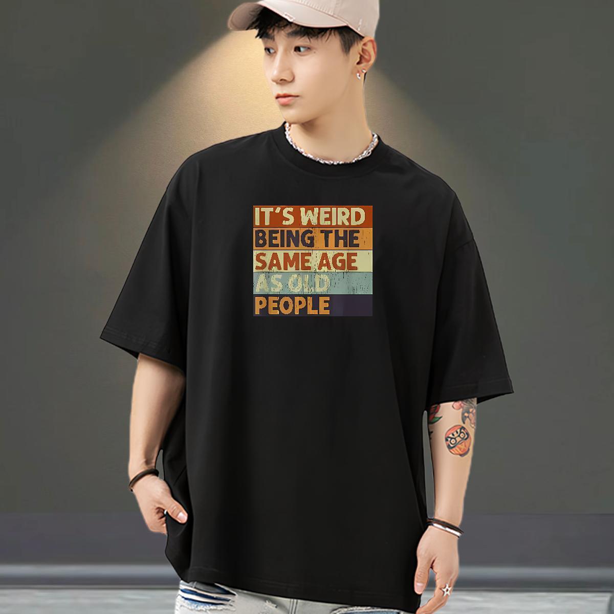 2024 T Shirts Men letter Tee Shirt 100% Cotton 230g Sport Comfortable Cartoon Print Round Neck Short Sleeve Men Tees